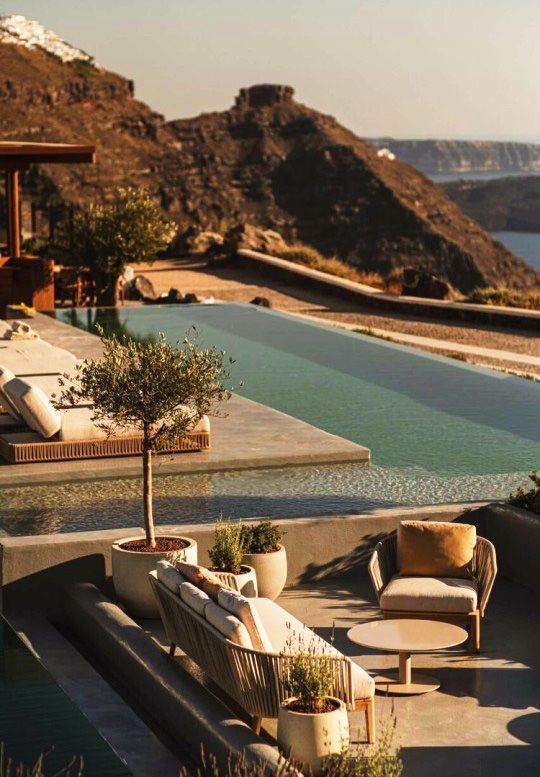 Infinity pool with coastal views