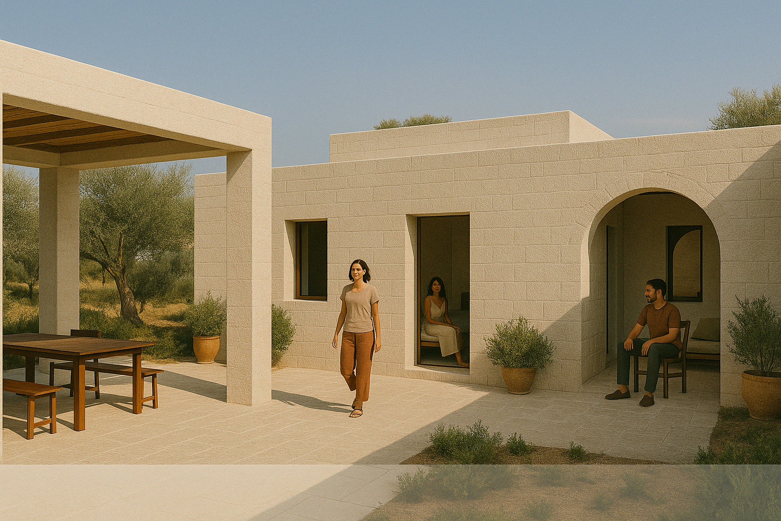 Mediterranean courtyard with traditional elements